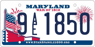 MD license plate 9AE1850