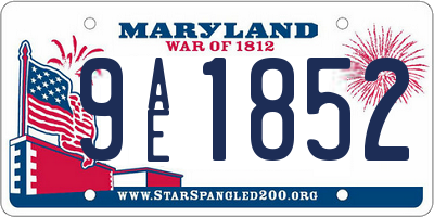 MD license plate 9AE1852