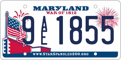 MD license plate 9AE1855