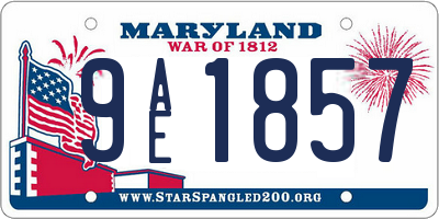 MD license plate 9AE1857