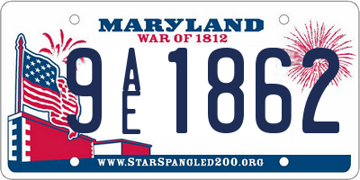 MD license plate 9AE1862