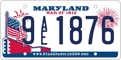 MD license plate 9AE1876