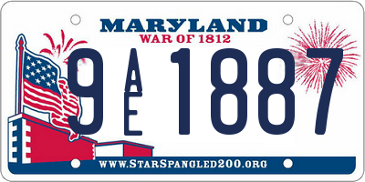 MD license plate 9AE1887