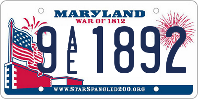 MD license plate 9AE1892