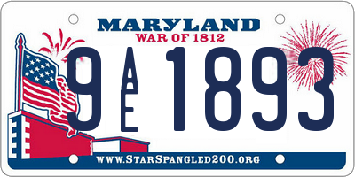 MD license plate 9AE1893