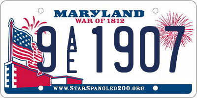 MD license plate 9AE1907