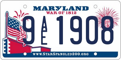 MD license plate 9AE1908