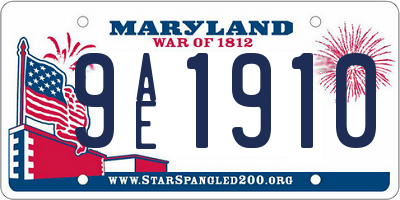 MD license plate 9AE1910