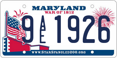 MD license plate 9AE1926