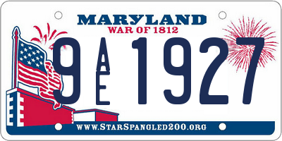 MD license plate 9AE1927