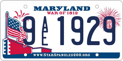 MD license plate 9AE1929