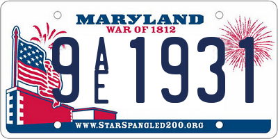 MD license plate 9AE1931