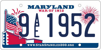 MD license plate 9AE1952