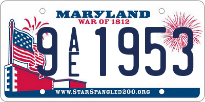 MD license plate 9AE1953