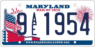 MD license plate 9AE1954