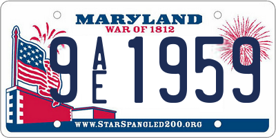 MD license plate 9AE1959