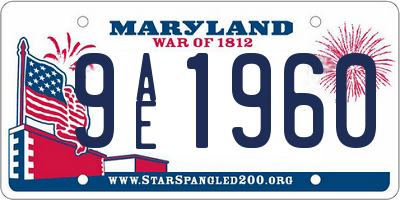 MD license plate 9AE1960
