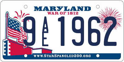 MD license plate 9AE1962