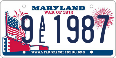MD license plate 9AE1987
