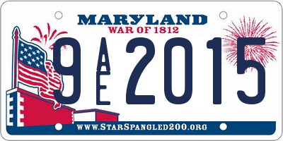 MD license plate 9AE2015