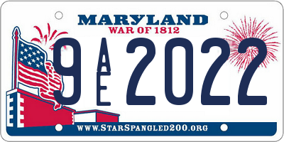MD license plate 9AE2022