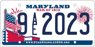 MD license plate 9AE2023