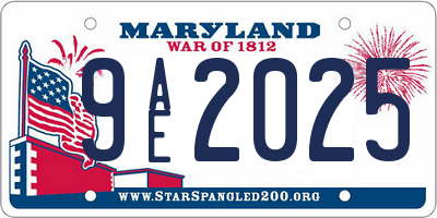 MD license plate 9AE2025