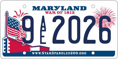 MD license plate 9AE2026