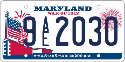 MD license plate 9AE2030