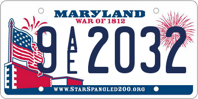 MD license plate 9AE2032
