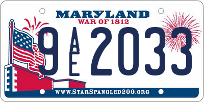 MD license plate 9AE2033