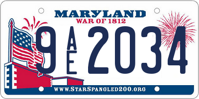 MD license plate 9AE2034