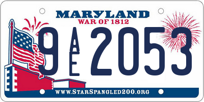 MD license plate 9AE2053