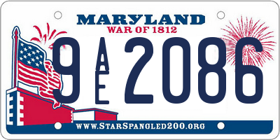 MD license plate 9AE2086