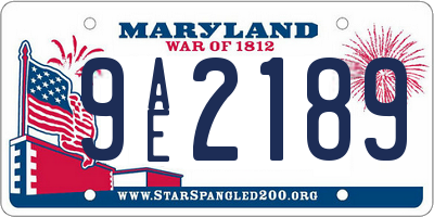 MD license plate 9AE2189