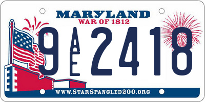 MD license plate 9AE2418