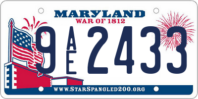 MD license plate 9AE2433
