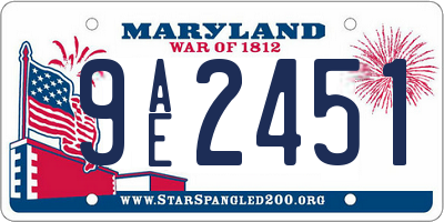 MD license plate 9AE2451