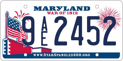 MD license plate 9AE2452