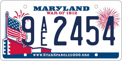 MD license plate 9AE2454