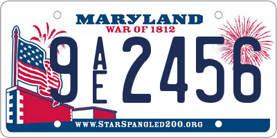 MD license plate 9AE2456