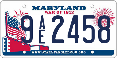 MD license plate 9AE2458