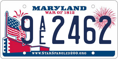 MD license plate 9AE2462