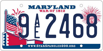 MD license plate 9AE2468
