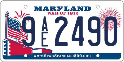 MD license plate 9AE2490