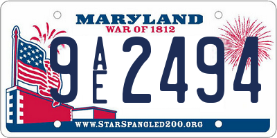 MD license plate 9AE2494
