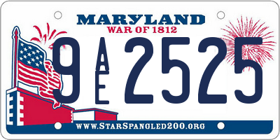 MD license plate 9AE2525