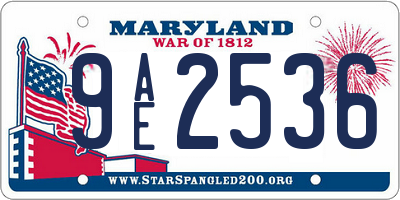 MD license plate 9AE2536