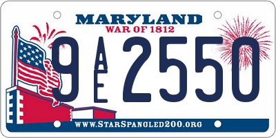 MD license plate 9AE2550