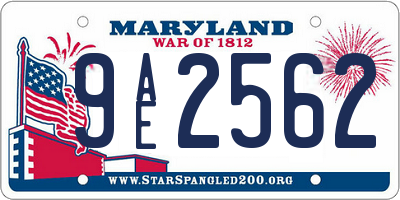 MD license plate 9AE2562